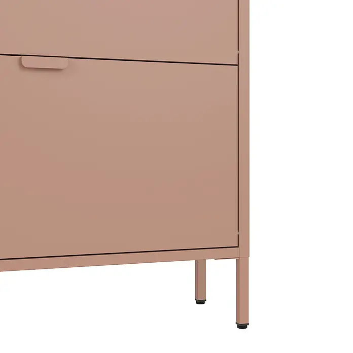 Happy Garden Schuhschrank MARION - Rose - Pfirsichrosa Metallschrank mit integriertem Schubladengriff und schlanken Metallbeinen.