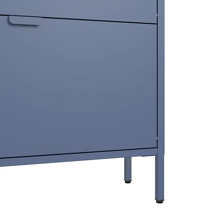 Happy Garden Schuhschrank MARION - Blaugrau - Blaugrauer Metallschrank mit integriertem Griff und stabilen Beinen.