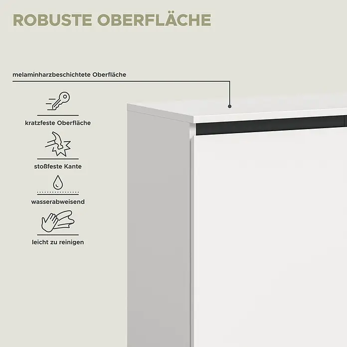 xonox.home Tomasa Sideboard - L x B x H: 36 x 160 x 84 cm, Weiß, Anzahl Türen: 4 Stk. - Weißes Möbelstück mit robuster, melaminharzbeschichteter Oberfläche: kratz-, stoßfest, wasserabweisend & leicht zu reinigen.