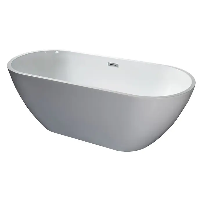 Bad Land Freistehende Badewanne - L x B: 170 x 75 cm, Acryl, weiß - Moderne weiße freistehende Badewanne mit glatten, geschwungenen Linien und Überlauf.