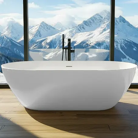 Bad Land  Freistehende Badewanne ASGER freistehende Badewanne 170 x 75 cm Weiß, inkl. Klick-Klack-Ablauf