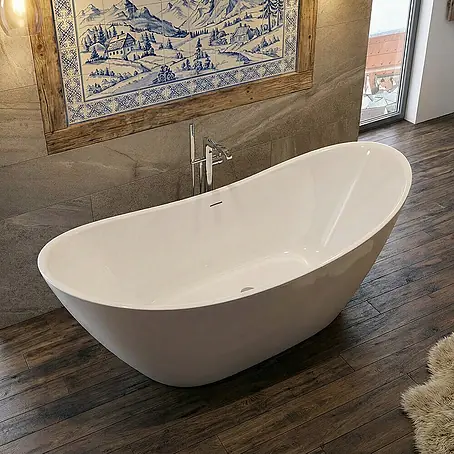Bad Land  Freistehende Badewanne IVAR freistehende Badewanne 180 x 80 cm Weiß, inkl. Klick-Klack-Ablauf