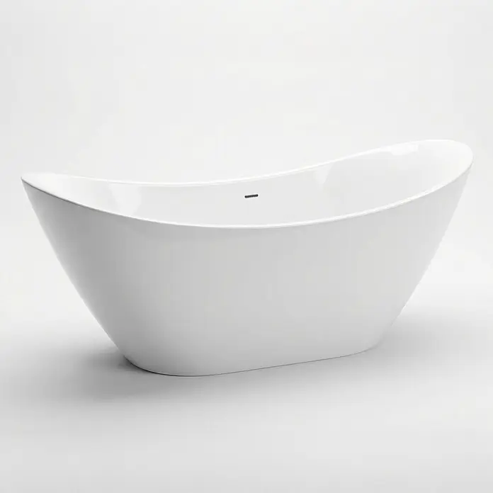 Bad Land Freistehende Badewanne IVAR freistehende Badewanne 180 x 80 cm Weiß, inkl. Klick-Klack-Ablauf - Acryl, weiß - Weiße freistehende moderne Badewanne mit Überlauf.