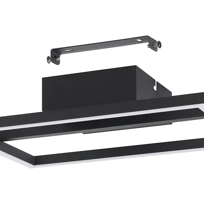 Eglo LED-Deckenleuchte Amondolo - 17 W, L x B x H: 40 x 20 x 6,5 cm, Schwarz, RGBW - Schwarze rechteckige LED-Linearleuchte mit separatem schwarzen Montagebügel und Schrauben.