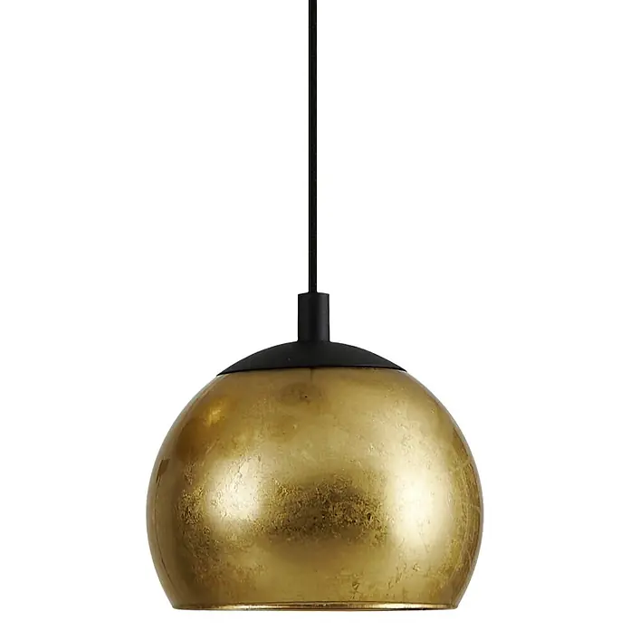 Eglo Pendelleuchte rund - 40 W, Ø x H: 58,5 x 150 cm, Schwarz - Goldene, strukturierte kugelförmige Pendelleuchte mit schwarzem Aufsatz und Hängekabel.