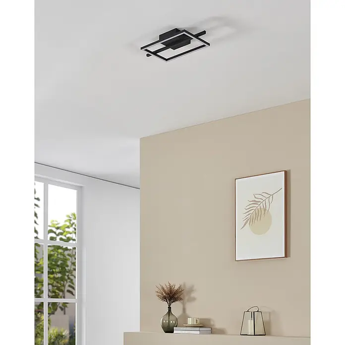 Eglo LED-Deckenleuchte Amondolo - 17 W, L x B x H: 40 x 20 x 6,5 cm, Schwarz, RGBW - Moderne rechteckige LED-Deckenleuchte in Schwarz-Weiß.