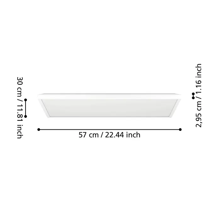Eglo LED-Deckenleuchte Rovito-Z - 17,2 W, L x B x H: 57 x 30 x 3 cm, Weiß, RGBW - Weiße rechteckige LED-Deckenleuchte, eine flache moderne Leuchte.