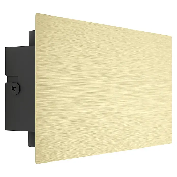 Eglo Talamello LED-Wandleuchte - 6 W, L x H: 20 x 10 cm, Gold, Warmweiß - Rechteckige Wandplatte aus gebürstetem Messing mit dunkler Unterputzhalterung und sichtbarer Schraube.