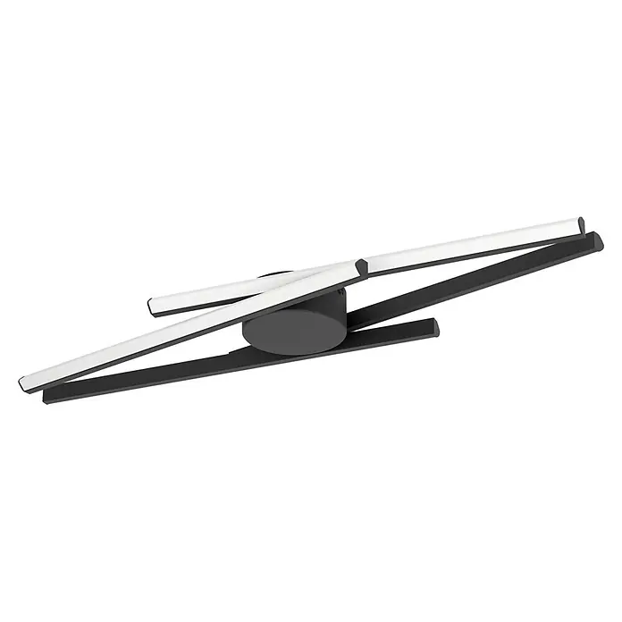 Eglo LED-Deckenleuchte Pradilla - 21 W, L x B x H: 74 x 20,5 x 5 cm, Schwarz, Warmweiß - Moderne dunkelgraue lineare LED-Deckenleuchte mit vier verstellbaren Armen, zwei mit weißen Lichtdiffusoren.