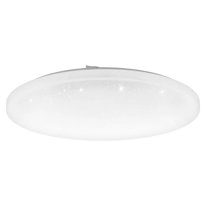 Eglo LED-Deckenleuchte rund Frania-Z mit Kristalleffekt - 25 W, Ø x H: 50 x 7,5 cm, Weiß, RGBW - Weiße ovale Deckenleuchte mit funkelndem Sterneneffekt auf der Oberfläche.