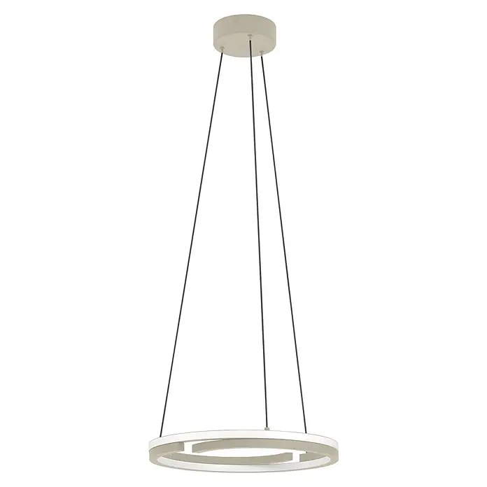 Eglo LED-Pendelleuchte rund Mezzomonte - 20 W, Ø x H: 48 x 110 cm, Sandfarben, Warmweiß - Moderne beigefarbene runde LED-Pendelleuchte mit drei Aufhängeseilen.