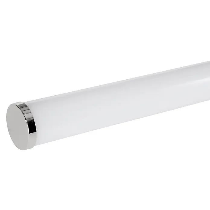 Eglo LED-Spiegelleuchte Ramola - 11 W, L x B x H: 60 x 6,5 x 12 cm, Chrom, Warmweiß - Weiße, röhrenförmige LED-Leuchte mit silberner Endkappe.
