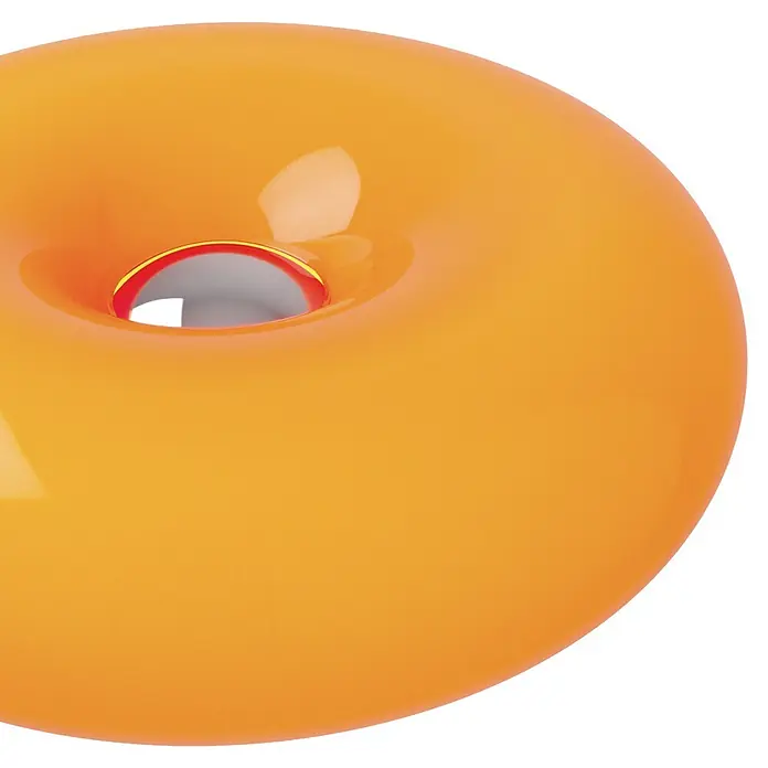 Eglo LED-Tischleuchte rund Basile - 8 W, Ø x H: 30 x 12 cm, Orange, Warmweiß - Glänzender, oranger Torus, ein glattes, ringförmiges Objekt.