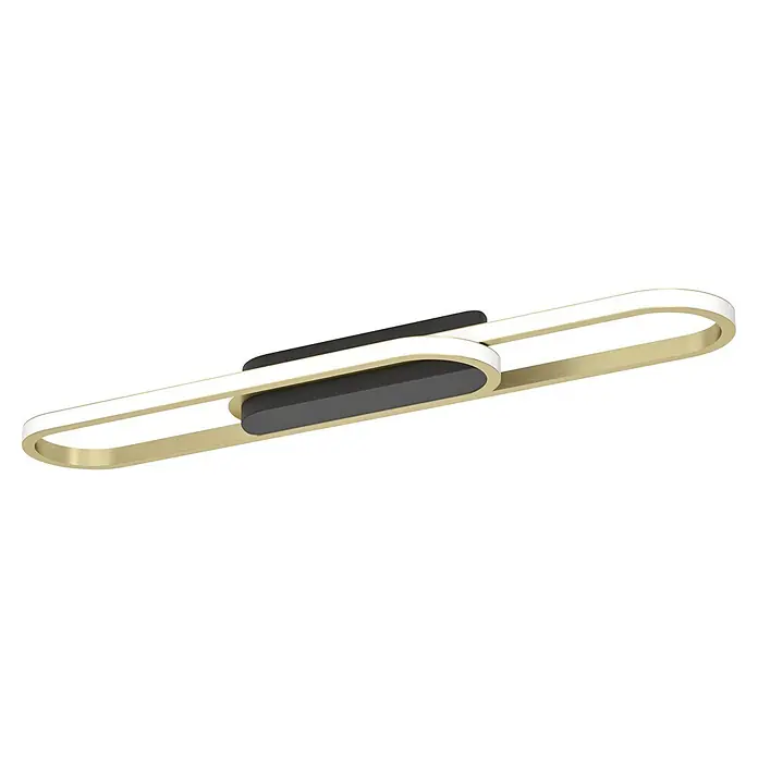 Eglo LED-Deckenleuchte Conivarenа - 20 W, L x B x H: 69 x 17 x 5,5 cm, Schwarz/ Gold, Warmweiß - Moderne lineare LED-Deckenleuchte mit goldfarbenem Rahmen, weißem Leuchtstreifen und dunkelgrauen Akzenten.