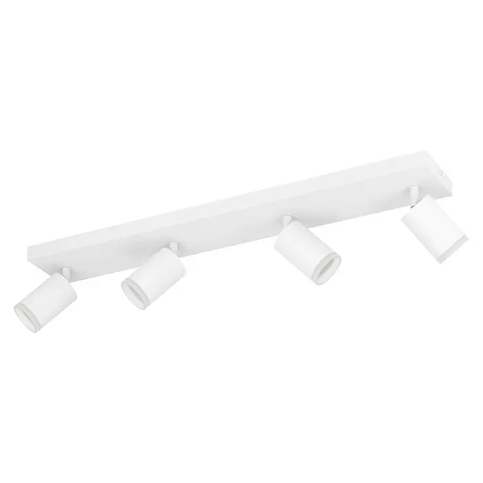 Eglo connect.z LED-Deckenstrahler Melitello-Z - 3,7 W, L x B x H: 68 x 8 x 10,5 cm, Weiß, RGBW - Weiße Stromschiene mit vier verstellbaren zylindrischen Strahlern, ideal für gerichtete Raumbeleuchtung.