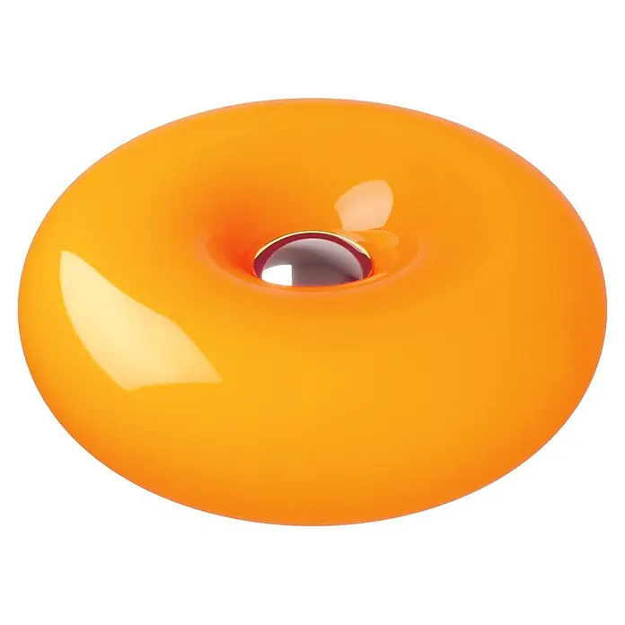 Eglo LED-Tischleuchte rund Basile - 8 W, Ø x H: 30 x 12 cm, Orange, Warmweiß - Oranges, glänzendes, donut-förmiges Objekt.