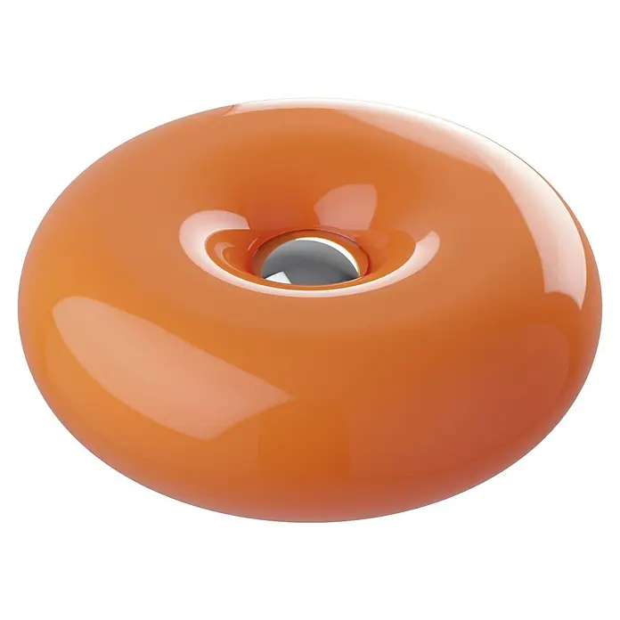Eglo LED-Tischleuchte rund Basile - 8 W, Ø x H: 30 x 12 cm, Orange, Warmweiß - Glänzender oranger Ring mit metallischem Silberkern.