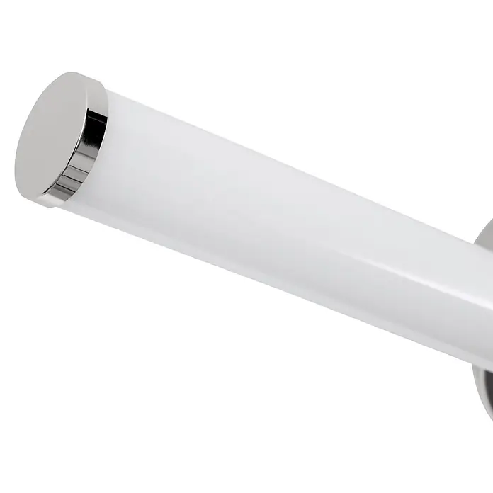 Eglo LED-Spiegelleuchte Ramola - 7,5 W, L x B x H: 45 x 6,5 x 12 cm, Chrom, Warmweiß - Moderne lineare LED-Leuchte mit weißem Diffusor und Chrom-Endkappe.