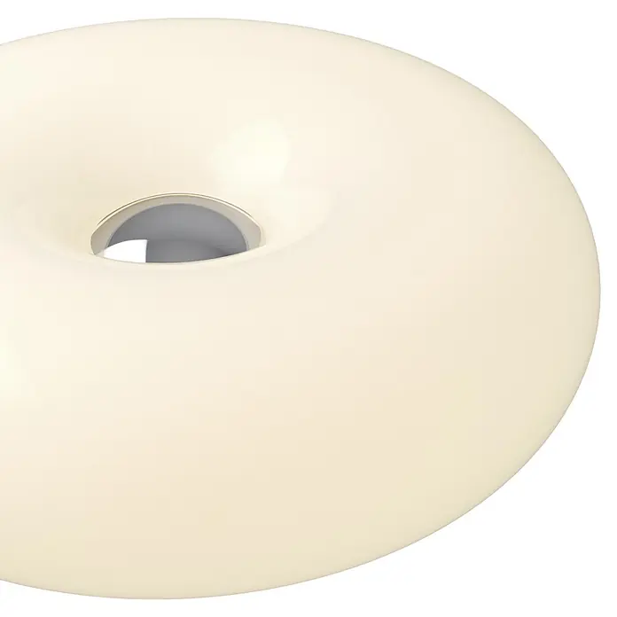 Eglo LED-Tischleuchte rund Basile - 8 W, Ø x H: 30 x 12 cm, Weiß, Warmweiß - Glänzender cremeweißer Ring mit reflektierendem silbergrauem Zentrum.