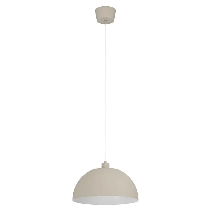 Eglo Pendelleuchte rund - 40 W, Ø x H: 38 x 110 cm, Sandfarben - Helle beige Hängeleuchte mit kuppelförmigem Schirm, weißem Kabel und passender Deckenrose.
