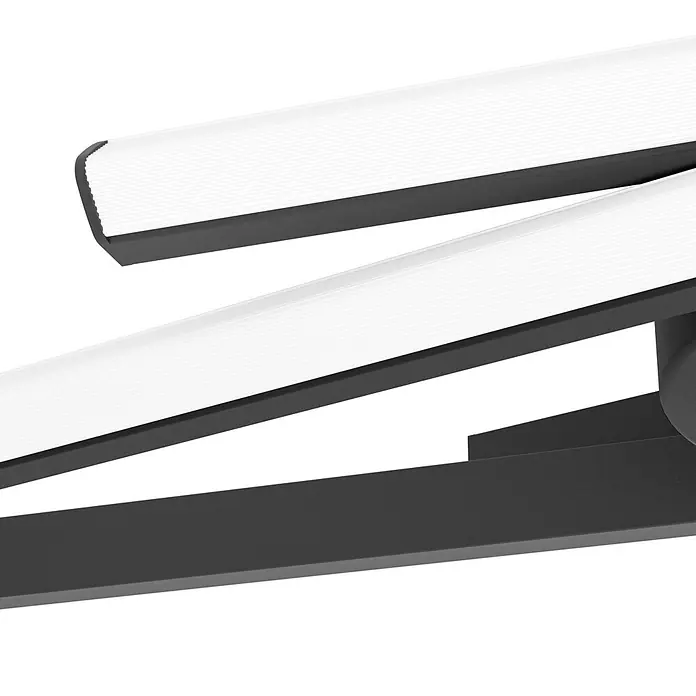 Eglo LED-Deckenleuchte Pradilla - 21 W, L x B x H: 74 x 20,5 x 5 cm, Schwarz, Warmweiß - Texturierte dunkelgraue Multi-Arm-LED-Lampe mit gerippten weißen Leuchtpaneelen.