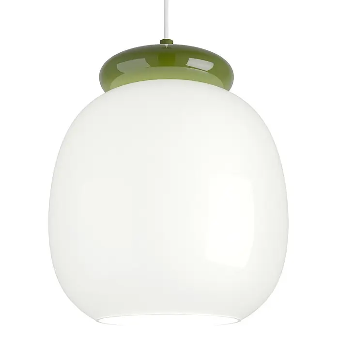 Eglo Pendelleuchte rund - 40 W, Grün/ Weiß - Grüne und weiße Pendelleuchte aus opakem Glas mit abgerundetem Schirm.