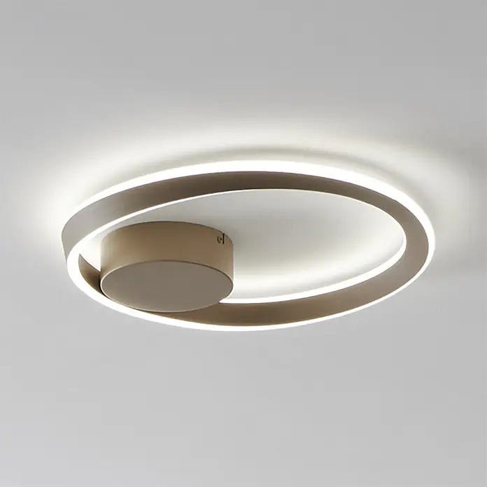 Eglo LED-Deckenleuchte rund Camerota - 30 W, Ø x H: 41 x 6 cm, Sandfarben, Warmweiß - Moderne beige LED-Deckenleuchte mit geschwungenem ovalem Design.
