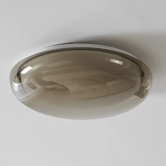 Eglo LED-Deckenleuchte rund Conistarino - 19,5 W, Ø x H: 40 x 6,5 cm, Weiß, Warmweiß - Gewölbte Deckenleuchte mit Rauchglasdiffusor und weißem Sockel.