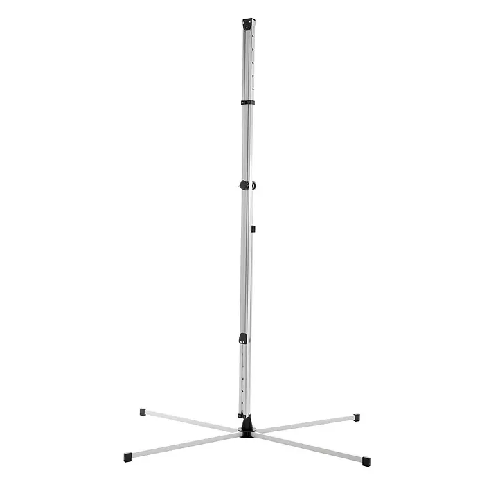 Stewi Flügel-Wäscheständer 2921 - L x B x H: 165 x 75 x 110 cm, alu / schwarz - Verstellbarer Displayständer in Silber und Schwarz mit Kreuzfuß.