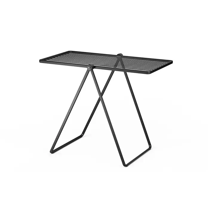 Stewi Stand-Wäscheständer 610 - L x B x H: 120 x 67 x 98 cm, schwarz - Schwarzer Wäscheständer aus Metall mit Lattenrost und klappbarem A-Rahmen-Gestell.