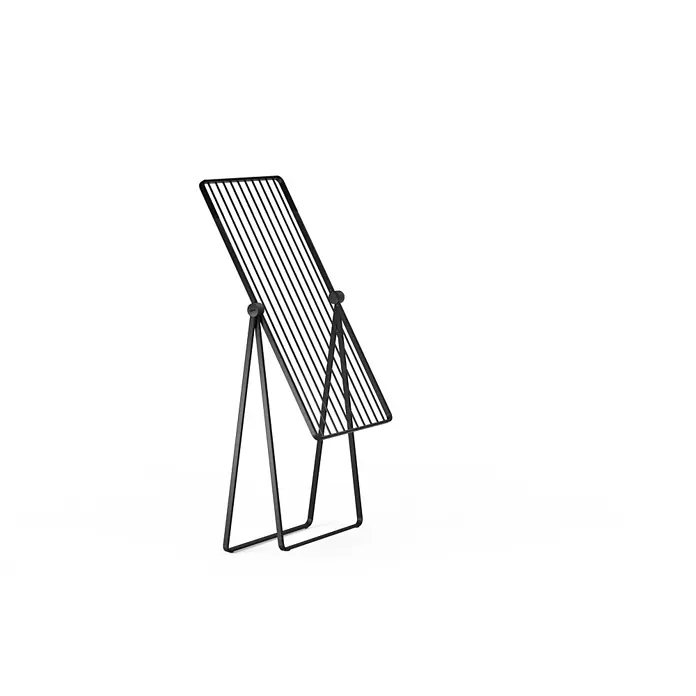 Stewi Stand-Wäscheständer 610 - L x B x H: 120 x 67 x 98 cm, schwarz - Schwarzer Wäscheständer aus Metall mit Lattenrost, schräg gestellt, auf A-förmigem Gestell.