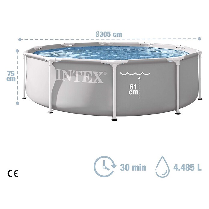 Intex Piscina Frame Prisma Rondo (Ø x Al: 305 x 76 cm, Gris, 4.485 l) | BAUHAUS