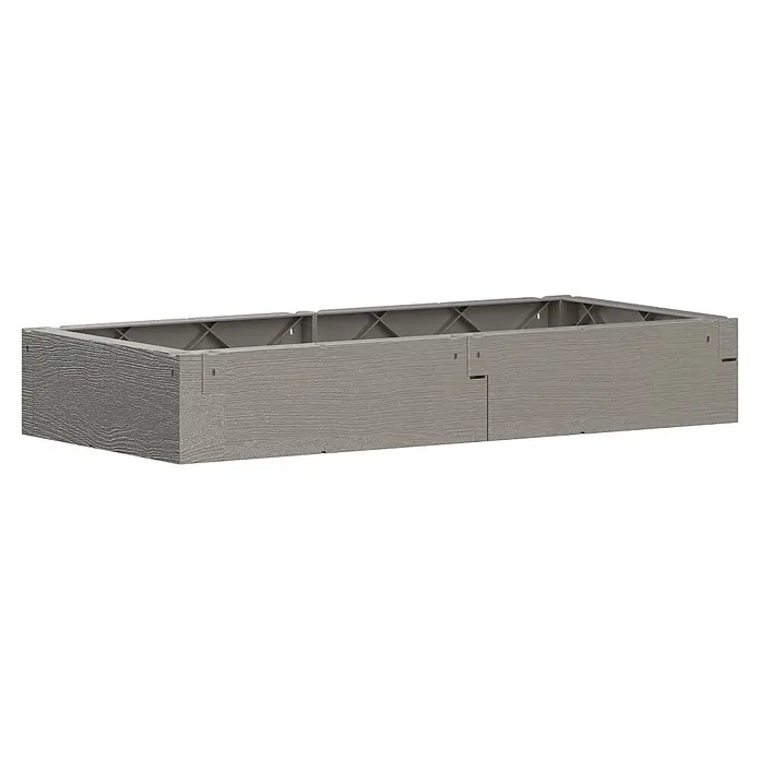 Juwel Hochbeet Timber - 130 x 60 x 20 cm - Graues, strukturiertes Hochbeet mit sichtbarer innerer Stützstruktur. Ideal zum Anbau von Pflanzen und Gemüse.