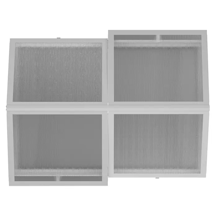 Vitavia Hochbeet Zola - 126,7 x 89 x 134,5 cm, Polycarbonat, Silber - Vier lichtdurchlässige Rippenplatten mit weißen Rahmen.