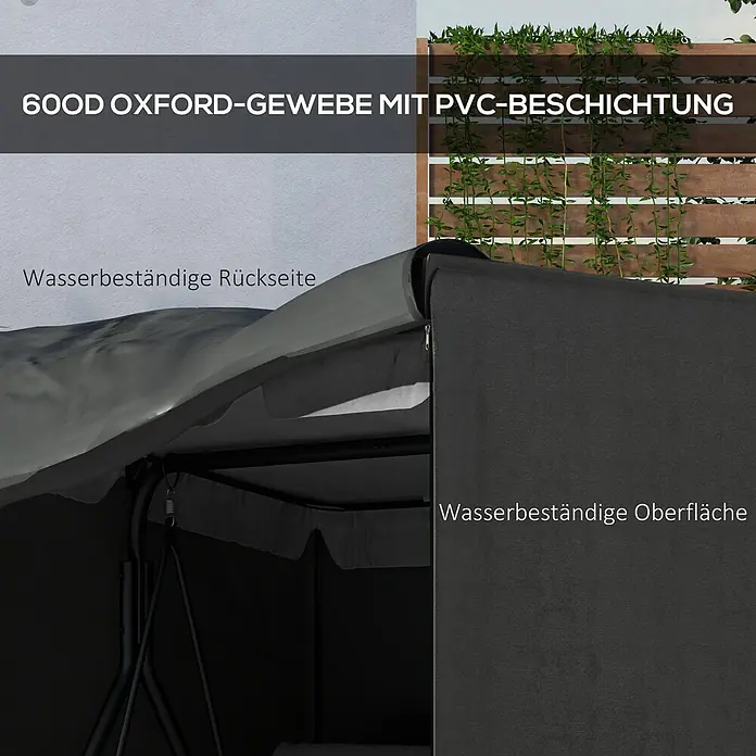 Outsunny Hollywoodschaukel-Schutzhülle - 420D Oxford Gewebe, 540 g/m², Dunkelgrau