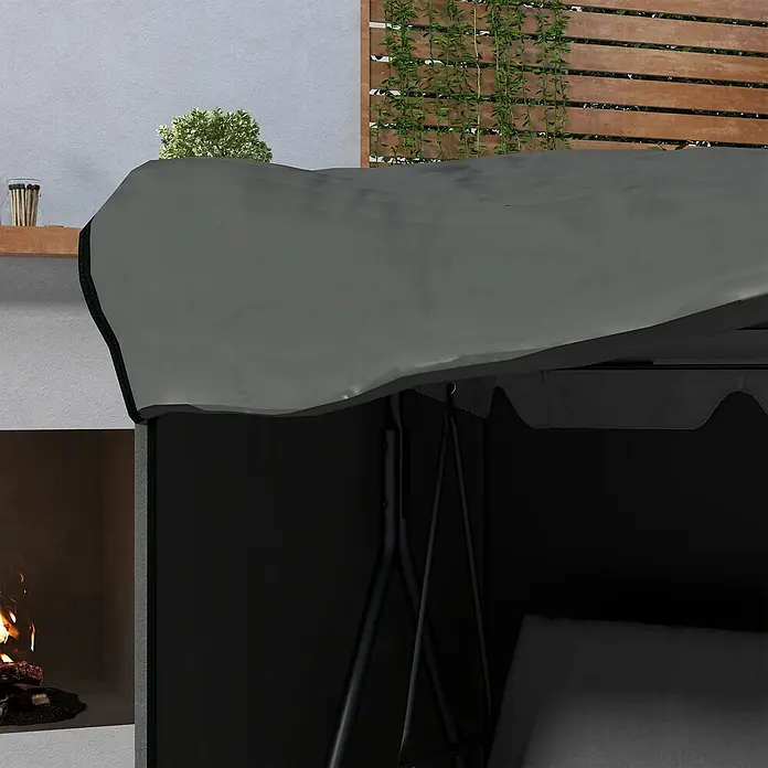 Outsunny Hollywoodschaukel-Schutzhülle - 420D Oxford Gewebe, 540 g/m², Dunkelgrau - Dunkelgraue Hollywoodschaukel-Abdeckung schützt eine Schaukel.