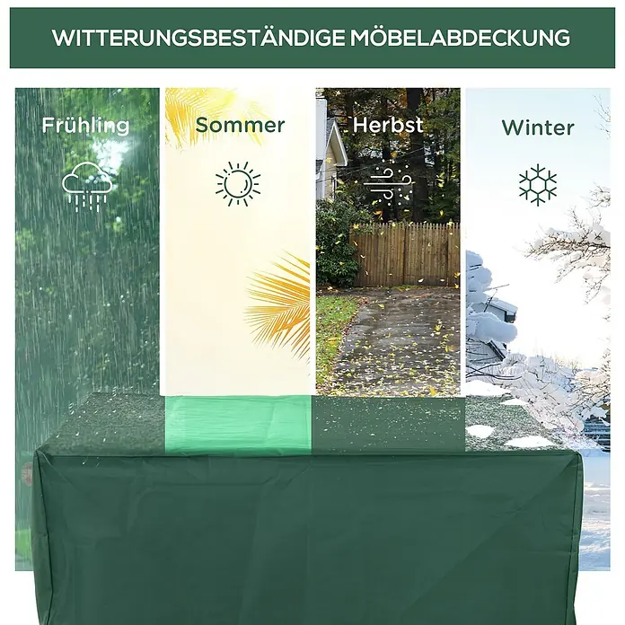 Outsunny Loungemöbel Schutzhülle - 600D Oxford-Material mit PE-Beschichtung, Grün - Dunkelgrüne wetterfeste Möbelabdeckung, schützt Möbel über alle vier Jahreszeiten hinweg.