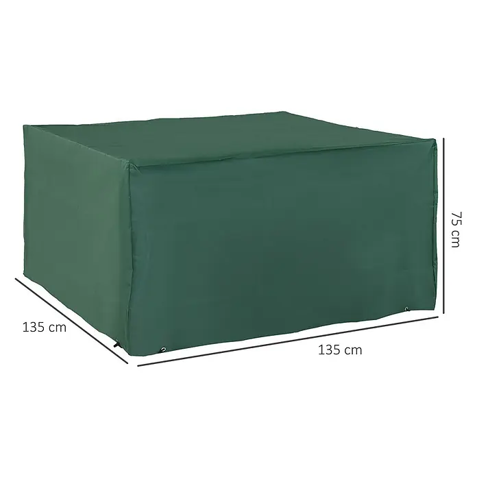 Outsunny Loungemöbel Schutzhülle - 600D Oxford-Material mit PE-Beschichtung, Grün - Robuste grüne Stoffabdeckung für Gartenmöbel, 135x135x75 cm.