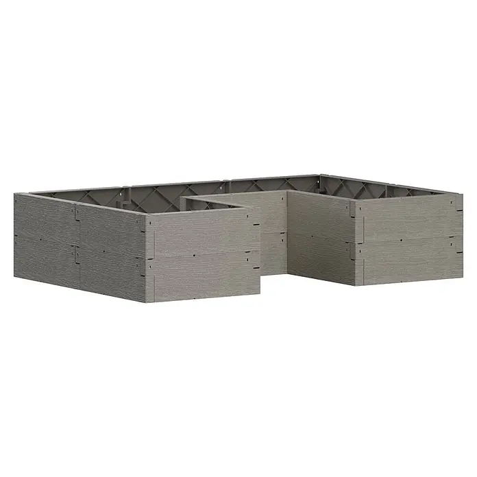 Juwel Hochbeet Timber Ergoline - 125 x 185 x 40 cm, Kunststoff, Nordic wood - Modulares U-förmiges Hochbeet aus grauem Verbundwerkstoff mit Holzstruktur.