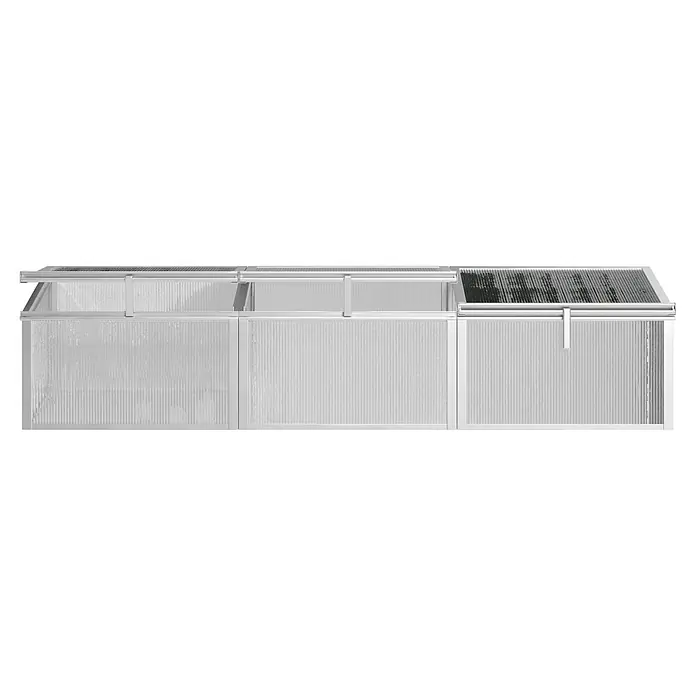 Vitavia Frühbeet Gaia 3X - 53 x 180 x 38 cm, Transparent, Polycarbonat - Modulares Gewächshaus mit silbernem Aluminiumrahmen und lichtdurchlässigen Platten, inklusive Dachluke.