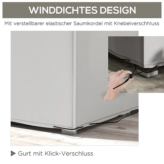 Outsunny Loungemöbel Schutzhülle - L x B x H: 210 x 140 x 80 cm, Oxfordstoff, Grau - Hellgraue winddichte Möbelabdeckung mit verstellbarer Saumkordel und Knebelverschluss für sicheren Halt.