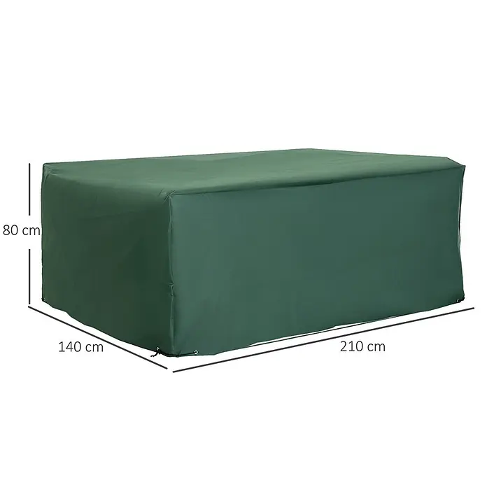 Outsunny Loungemöbel-Schutzhülle - 600D Oxford-Material mit PE-Beschichtung, Grün - Grüner rechteckiger Schutzüberzug, 210x140x80 cm.