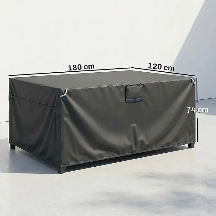Outsunny Loungemöbel-Schutzhülle - 420D Oxford-Gewebe, Schwarz - Dunkelgraue rechteckige Schutzhülle aus strapazierfähigem Stoff für Gartenmöbel.