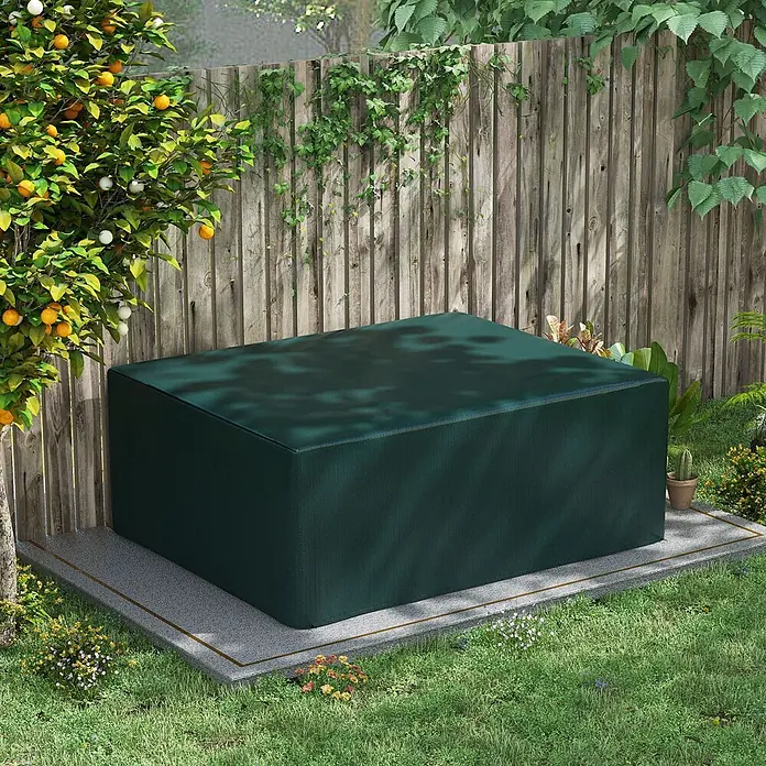 Outsunny Loungemöbel Schutzhülle - Polyethylen, Dunkelgrün - Dunkelgrüne Outdoor-Abdeckung schützt Gartenmöbel im Garten.