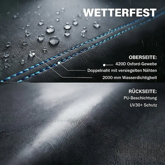 Outsunny Loungemöbel-Schutzhülle - 420D Oxford-Gewebe, Schwarz - Wetterfestes 420D Oxford-Gewebe mit Wassertropfen, versiegelten Nähten, 2000mm Wasserdichtigkeit & UV30+ Schutz.
