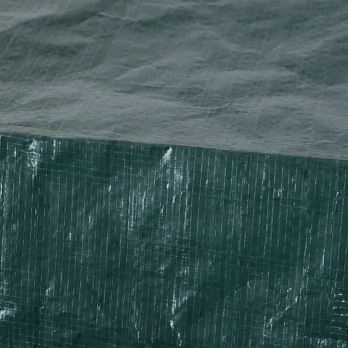 Outsunny Loungemöbel Schutzhülle - Polyethylen, Dunkelgrün - Nahaufnahme einer dunkelgrünen, gewebten Kunststoffplane mit robuster, verstärkter Textur.
