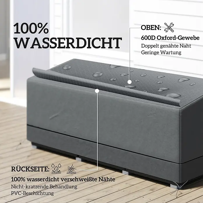 Outsunny Loungemöbel-Schutzhülle - Oxfordstoff, Hellgrau - Graue, wasserdichte Outdoor-Abdeckung aus 600D Oxford-Gewebe mit verschweißten Nähten und PVC-Beschichtung, mit Wassertropfen.