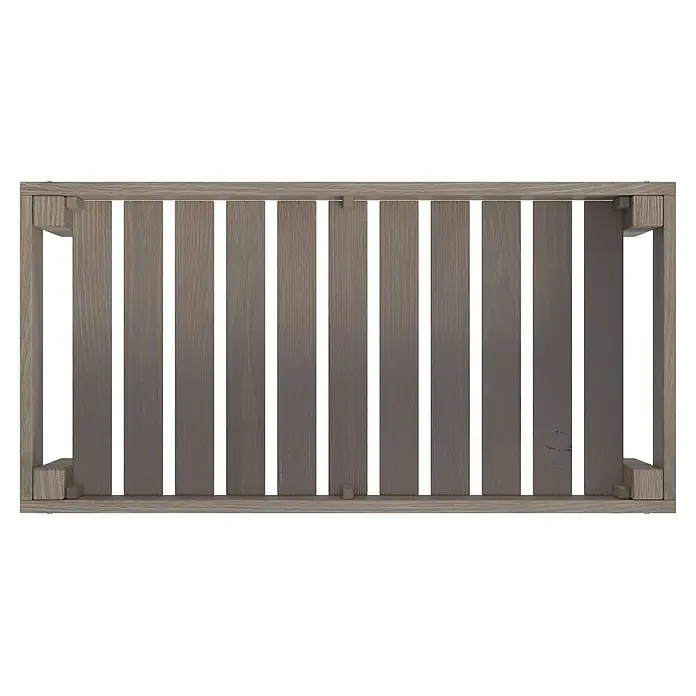 Siena Garden Hochbeet Max - 119 x 59 x 79 cm, Holz, Grau - Hellgraue Holzkiste mit sichtbarer Holzmaserung, von oben gesehen, mit Lattenkonstruktion.