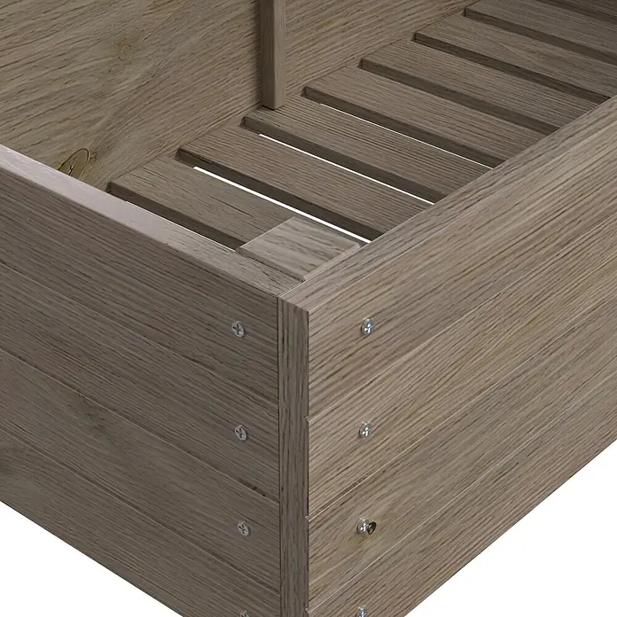 Siena Garden Hochbeet Max - 119 x 59 x 79 cm, Holz, Grau - Hellbraune Holzkiste mit Lattenboden, mit Schrauben montiert.