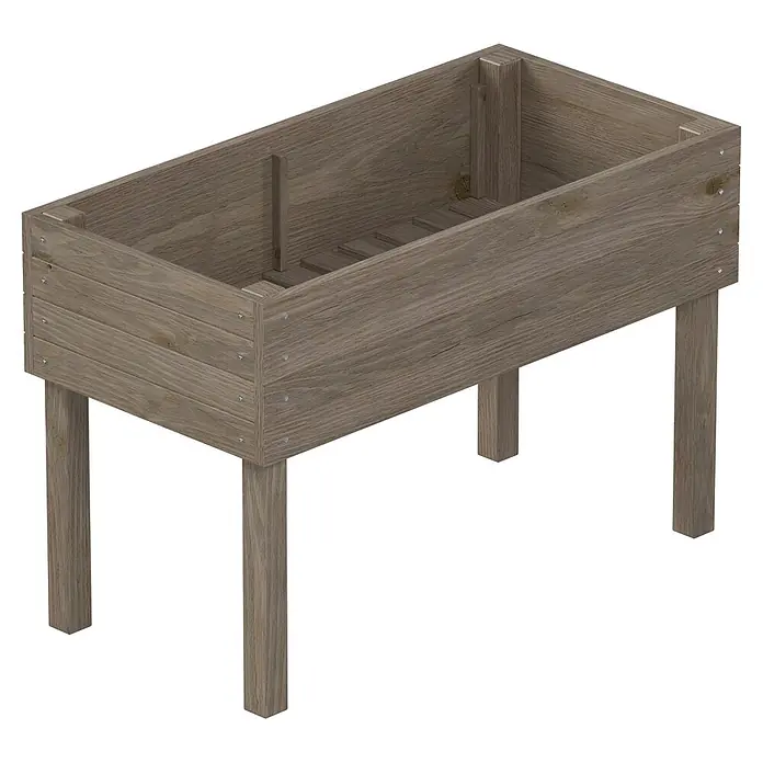 Siena Garden Hochbeet Max - 119 x 59 x 79 cm, Holz, Grau - Erhöhtes Hochbeet aus Holz in Naturholzoptik, auf vier Beinen stehend.